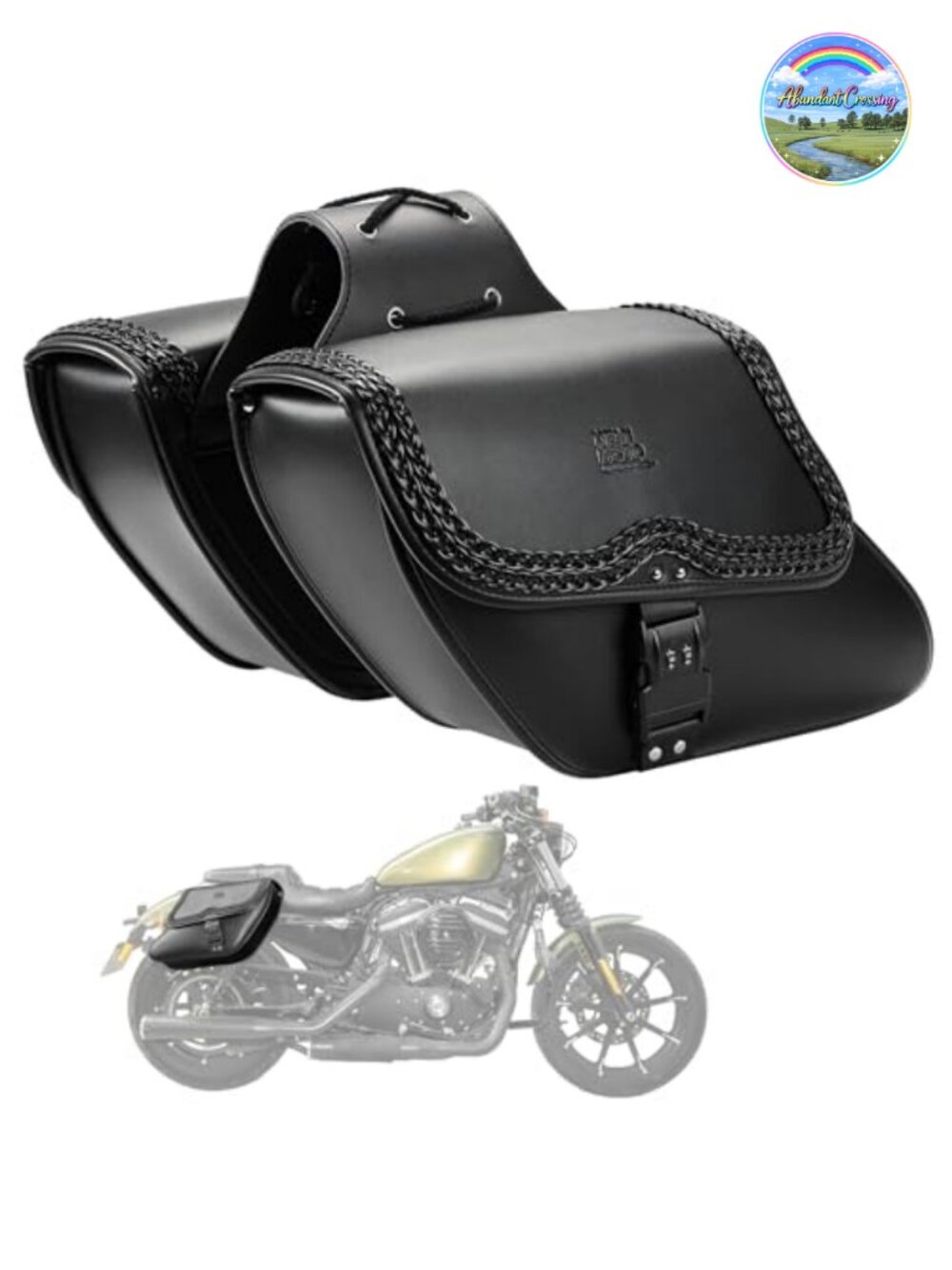Motorcycle Saddlebags, 28L Waterproof Synthetic PU Leather Side Bag with Lock